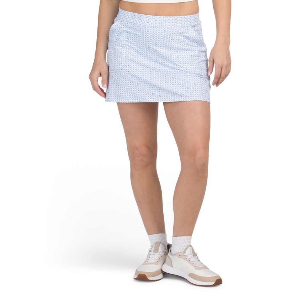 NWT Peter Millar Skort Blue Geometric Print Performance Golf Tennis L 15in
